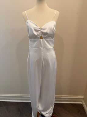 COS White Satin Spaghetti-Strap Jumpsuit